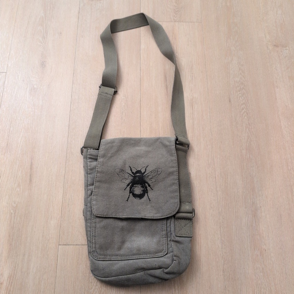 Rothco Canvas Messenger Bag Olive Green Bumblebee Bee Graphic Crossbody Bag